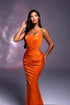 Renelle - straight neckline dress with metallic buckles